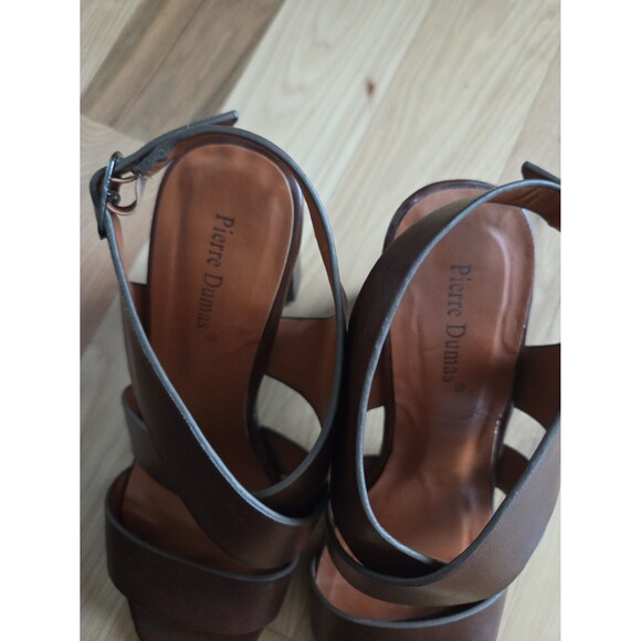 Pierre Dumas Brown Vegan Leather Strappy Heel Sandals Size 7.5 - Picture 8 of 10